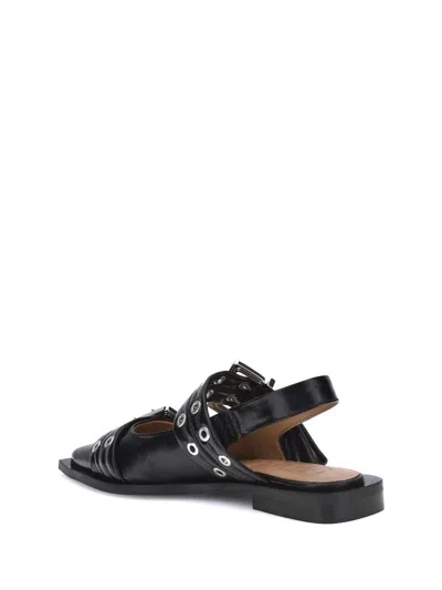 Ganni Buckle Ballerinas In Black
