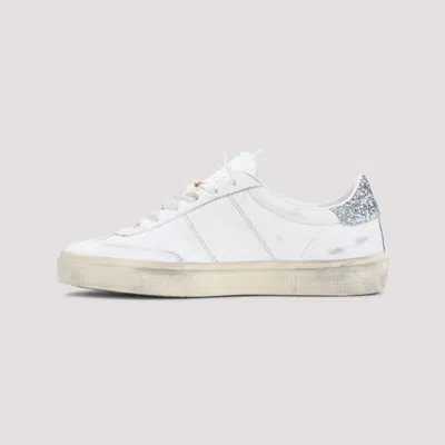 Golden Goose Soul Star Distressed Leather Sneakers With Glittered Heel Tab Shoes In White