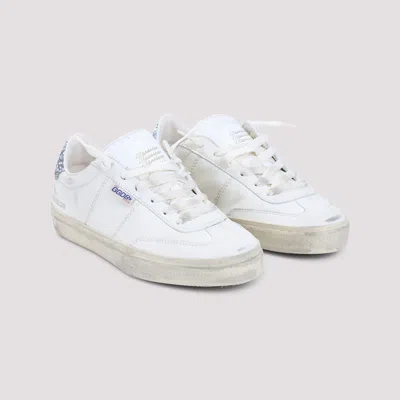 Golden Goose Soul Star Distressed Leather Sneakers With Glittered Heel Tab Shoes In White