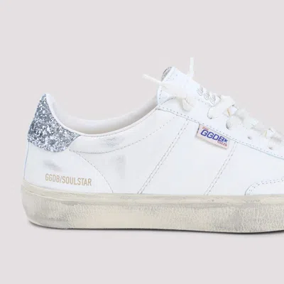 Golden Goose Soul Star Distressed Leather Sneakers With Glittered Heel Tab Shoes In White