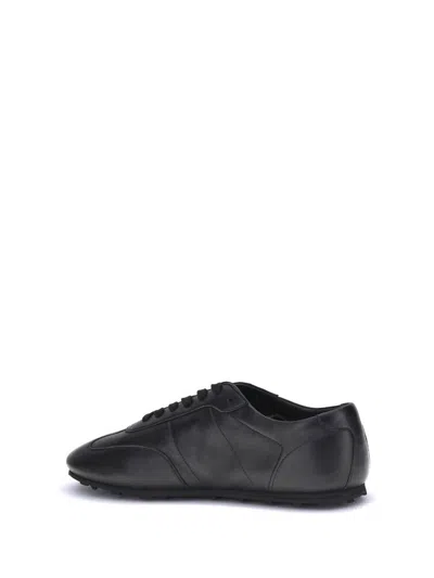Marni Leather Low-top Sneakers And Contrasting Sole In Black