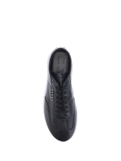 Marni Leather Low-top Sneakers And Contrasting Sole In Black