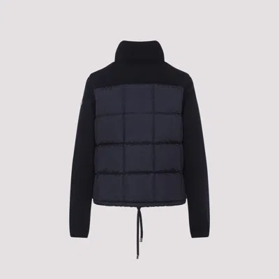 Moncler Navy Blue Padded Wool Zip-up Cardigan