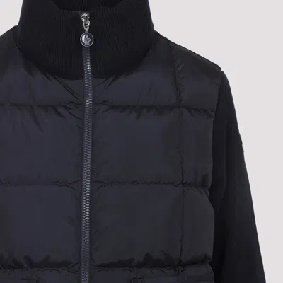 Moncler Navy Blue Padded Wool Zip-up Cardigan