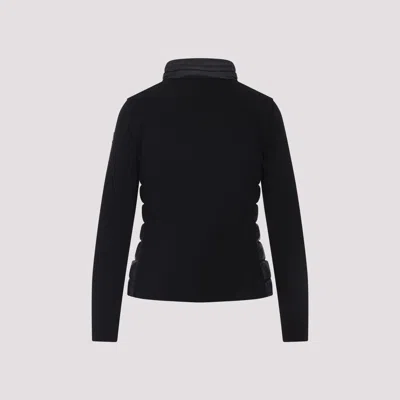 Moncler Padded Jacket With Knitted Sleeves In Black