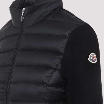 Moncler Padded Jacket With Knitted Sleeves In Black