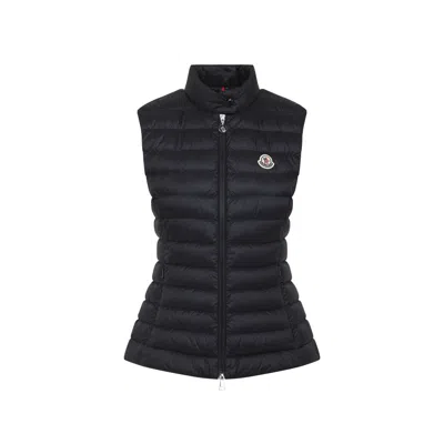 Moncler Quilted Black Vest With High Collar And Fitted Silhouette