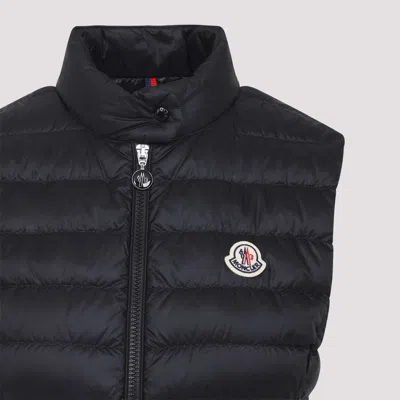Moncler Quilted Black Vest With High Collar And Fitted Silhouette