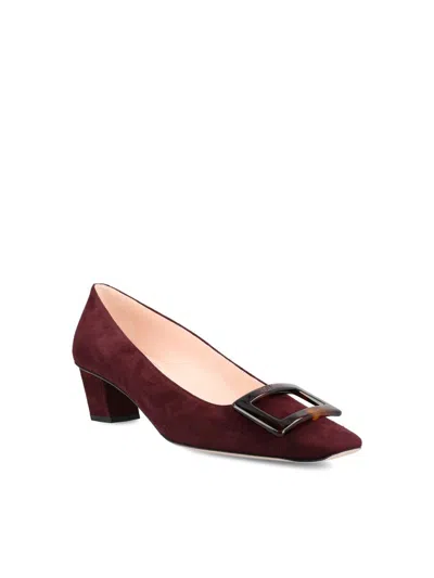 Roger Vivier Beautiful Vivier Suede Pumps In Burgundy
