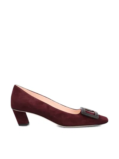 Roger Vivier Beautiful Vivier Suede Pumps In Burgundy