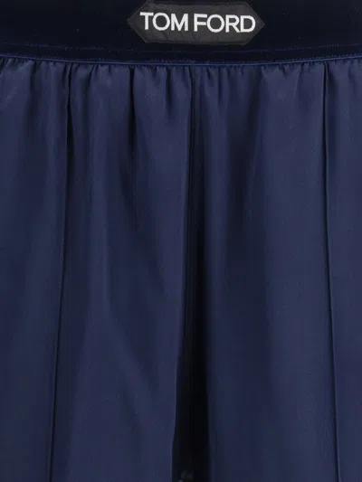 Tom Ford Silk Pants In Blue