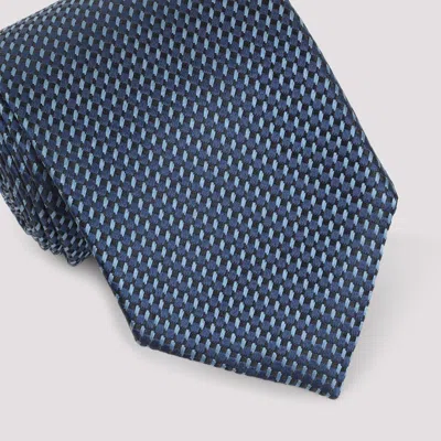 Tom Ford Silk Tie With Textured Pattern In Blue