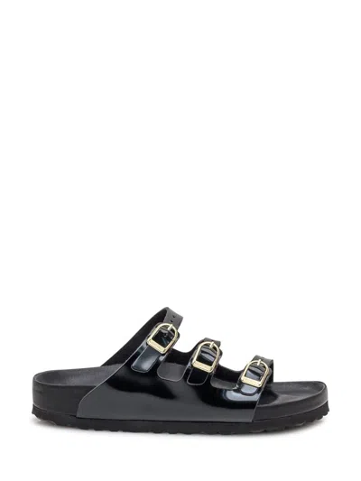 Birkenstock Florida Dbuckle Exquisite Shine Fit S Shoes In Black
