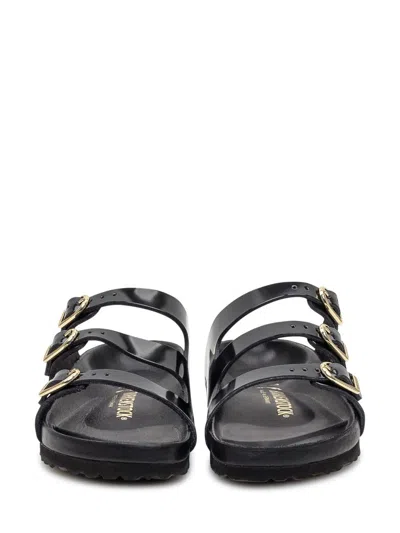 Birkenstock Florida Dbuckle Exquisite Shine Fit S Shoes In Black