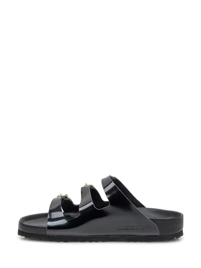 Birkenstock Florida Dbuckle Exquisite Shine Fit S Shoes In Black