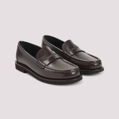 Brunello Cucinelli Leather Slip-on Loafers In Brown