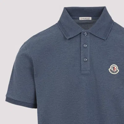 Moncler Blue Tricol-trimmed Pique Polo Shirt