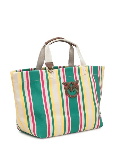 Pinko Canvas Medium Shoulder Bag In Green