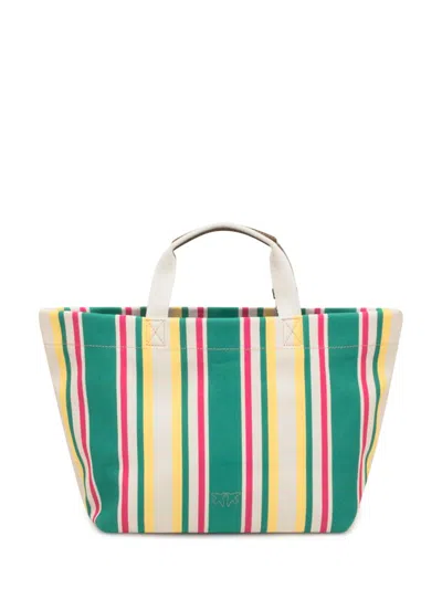 Pinko Canvas Medium Shoulder Bag In Green