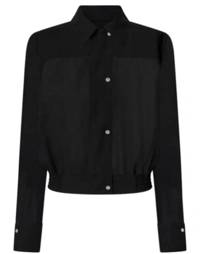 Pinko Georgette Bomber Shirt With Elasticated Drawstring Hem In Black