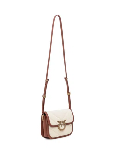 Pinko Small Square Shoulder Love Bag In Canvas And Leather