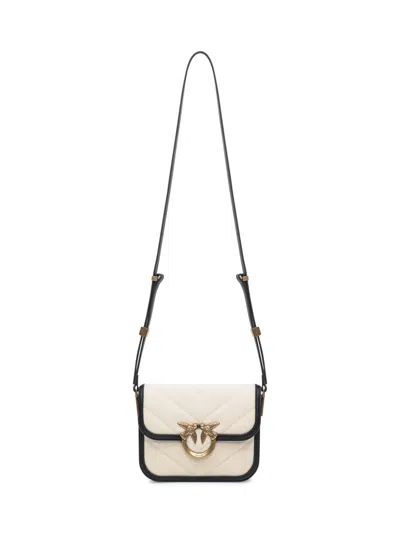 Pinko Small Square Shoulder Love Bag In Canvas And Leather