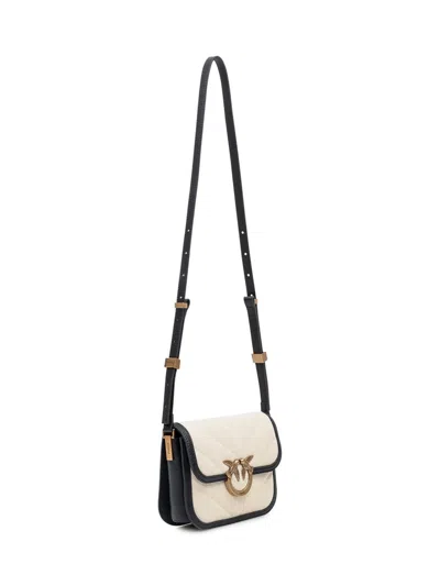 Pinko Small Square Shoulder Love Bag In Canvas And Leather