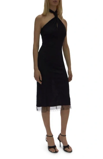 Helmut Lang Mesh Halter Bodycon Midi Dress