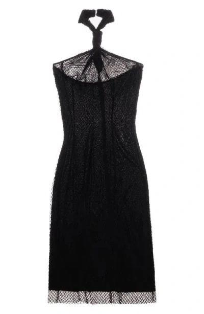 Helmut Lang Mesh Halter Bodycon Midi Dress
