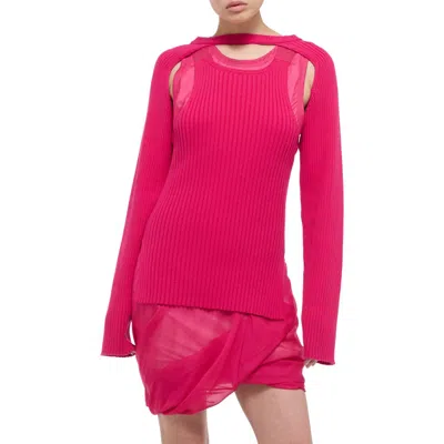 Helmut Lang Organic Cotton Rib Shrug In Pink