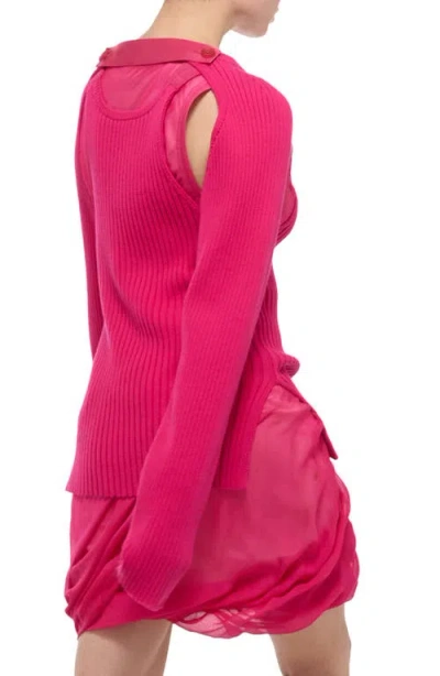 Helmut Lang Organic Cotton Rib Shrug In Pink