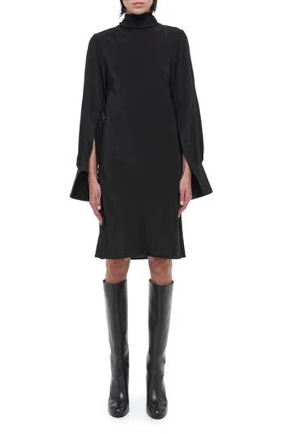Helmut Lang Scarf Neck Long Sleeve Silk Dress