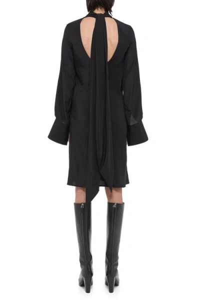 Helmut Lang Scarf Neck Long Sleeve Silk Dress