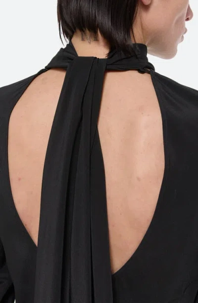 Helmut Lang Scarf Neck Long Sleeve Silk Dress