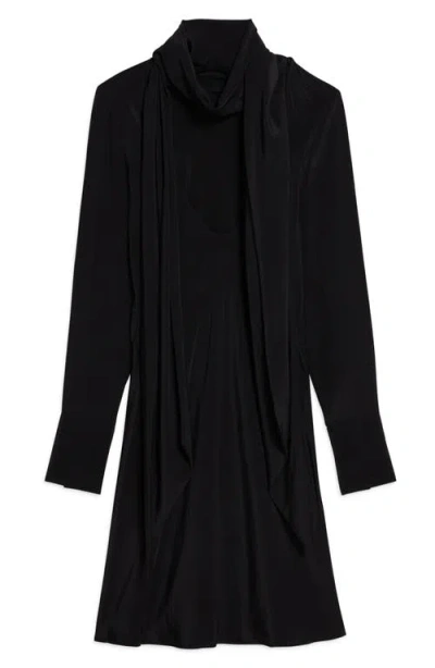 Helmut Lang Scarf Neck Long Sleeve Silk Dress
