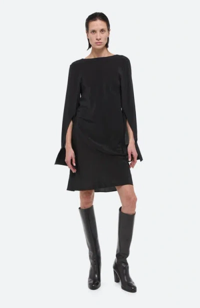 Helmut Lang Scarf Neck Long Sleeve Silk Dress