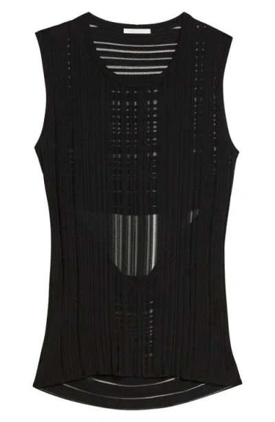 Helmut Lang Open Back Semisheer Sleeveless Sweater In Black