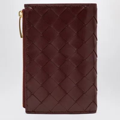 Bottega Veneta Medium Barolo Colored Bi-fold Wallet In Intrecciato