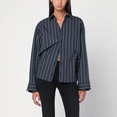 Balenciaga Navy Blue Striped Cotton Shirt