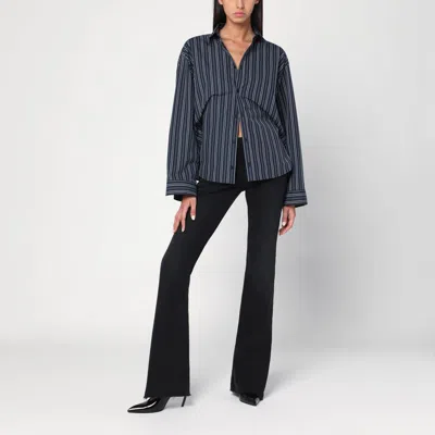 Balenciaga Navy Blue Striped Cotton Shirt
