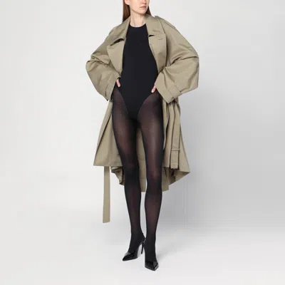 Balenciaga Beige Double-breasted Cotton Trench Coat In Neutral