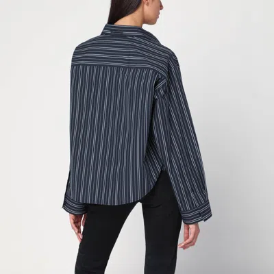 Balenciaga Navy Blue Striped Cotton Shirt