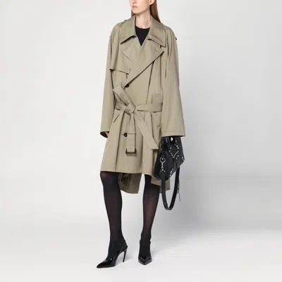 Balenciaga Beige Double-breasted Cotton Trench Coat In Neutral