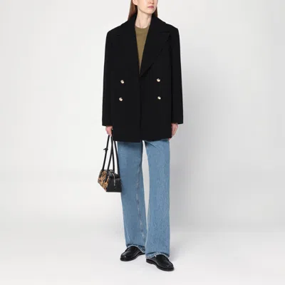 Anine Bing Glenn Double Breasted Coat In Black