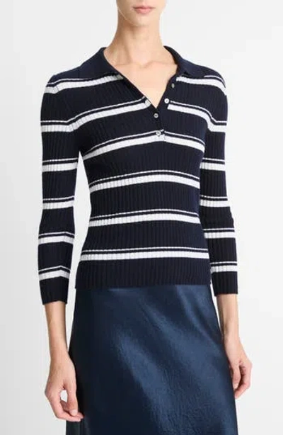 Vince Cashmere & Mulberry Silk-blend Stripe Polo