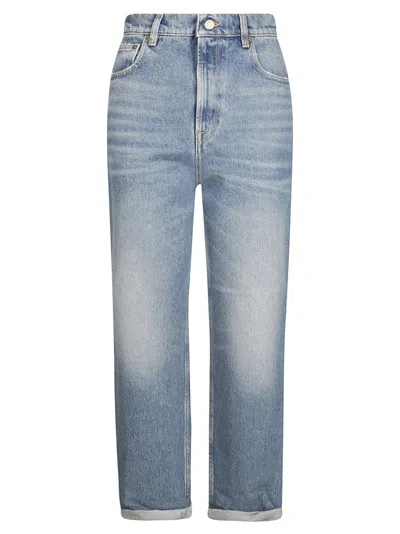 Golden Goose High-waisted Stone-washed Denim Jeans With Rolled Cuffs In Blue