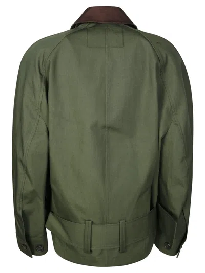 Jw Anderson J. W. Anderson Khaki And Chestnut Jacket With Belted Waist In Green