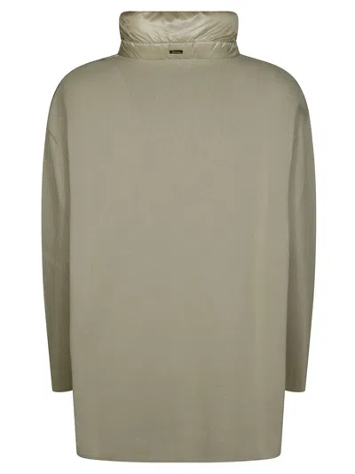 Herno 3/4 Sleeve Quilted Jacket With High Collar In Green