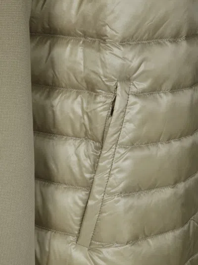 Herno 3/4 Sleeve Quilted Jacket With High Collar In Green