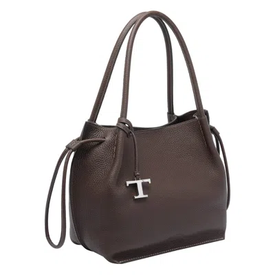 Tod's Brown Shoulder Bag With Two Top Handles And Drawstring Closure In Brown